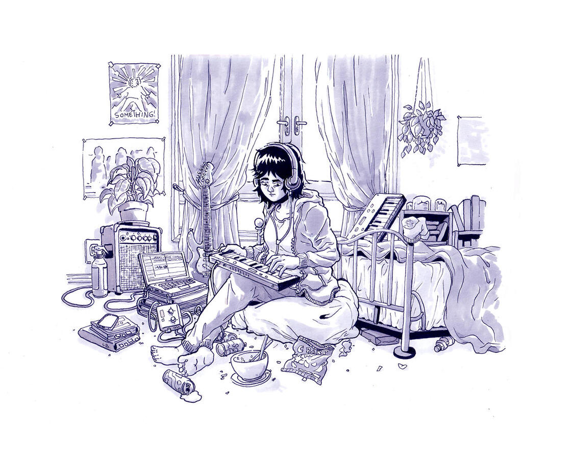early concept for Dream Girl Disaster. Not digital drawing.